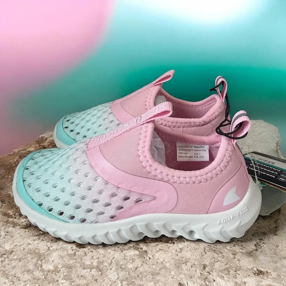 Rugged Shark Water Shoes Girls Size 7 Pink Aqua Beach Swim Lightweight Trendy